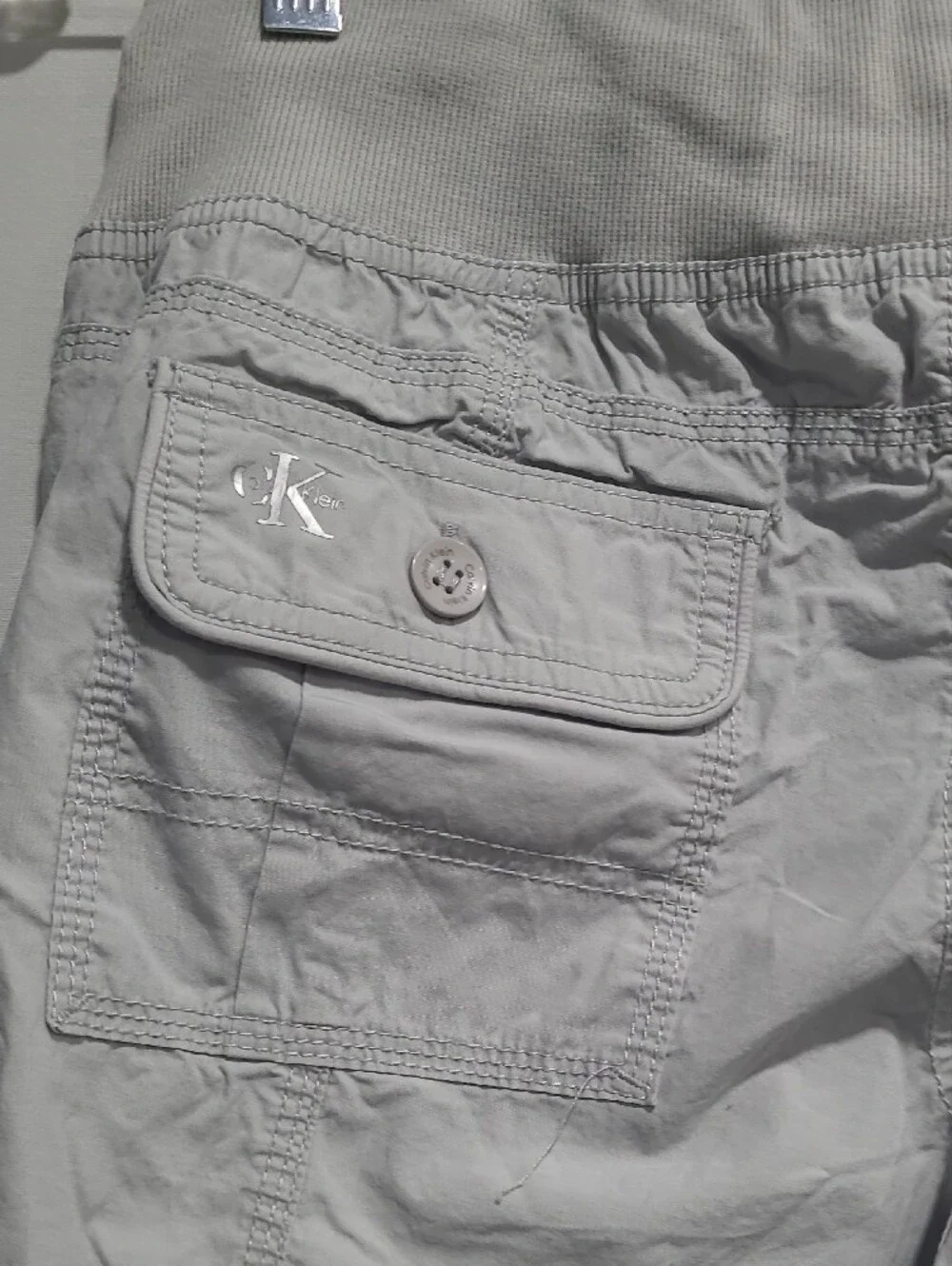 Calvin Klein Womens Light Gray Cargo Shorts - Casual Drawstring Waist Sz M/M